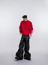 Deconstructed-Fringe-Knit-Sweater---Oversized-Slouchy-Pullover-Red