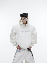 Deconstructed-Glitter-Hoodie---Double-Layer-High-Neck-with-Metal-Buttons-White