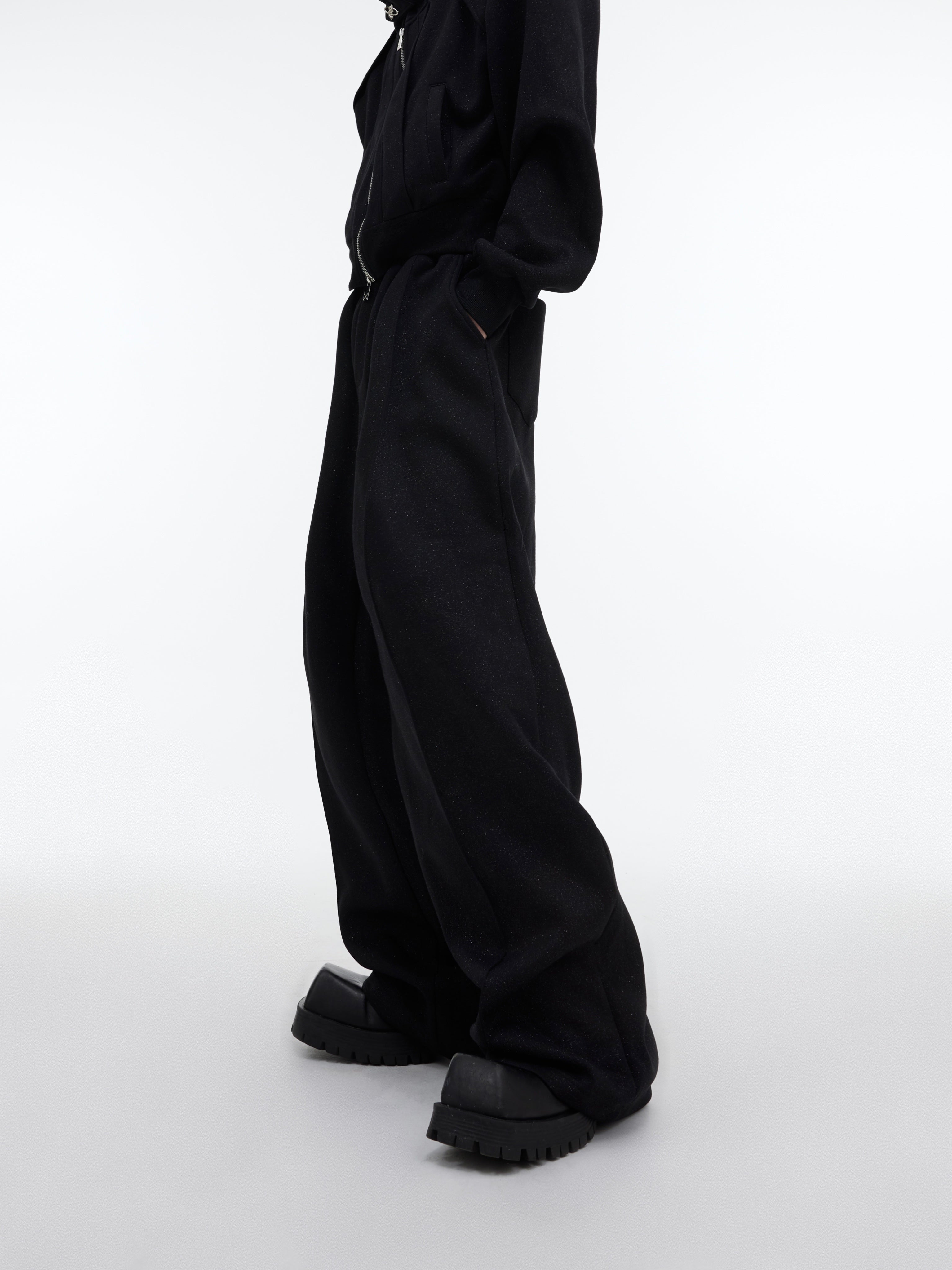 Deconstructed-Hoodie-Set---Metallic-Zip-Up--Glitter-Streetwear-Black-Pants