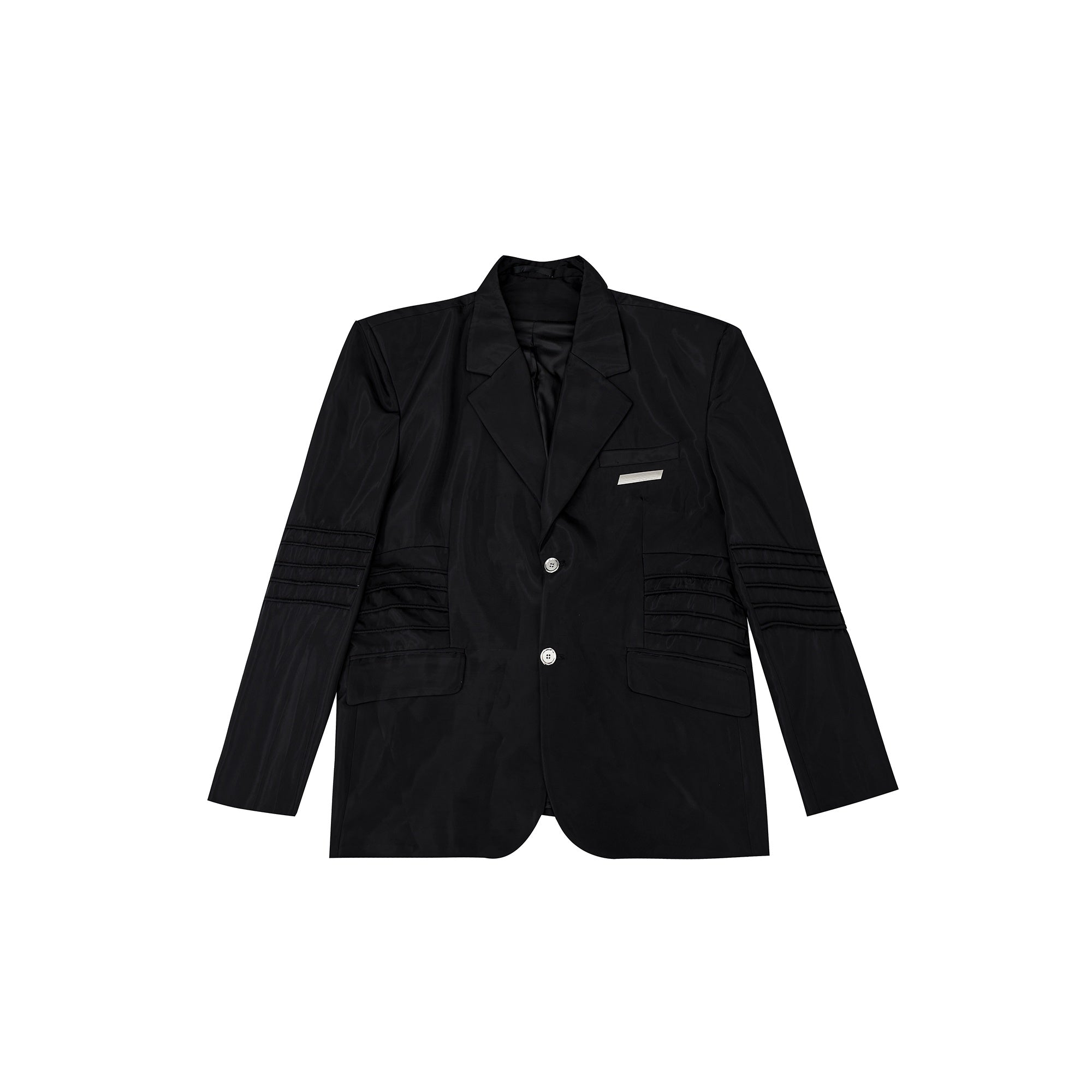 Deconstructed-Liquid-Shine-Blazer---Slim-Fit-Shoulder-Pads-Wrinkle-Free-Black
