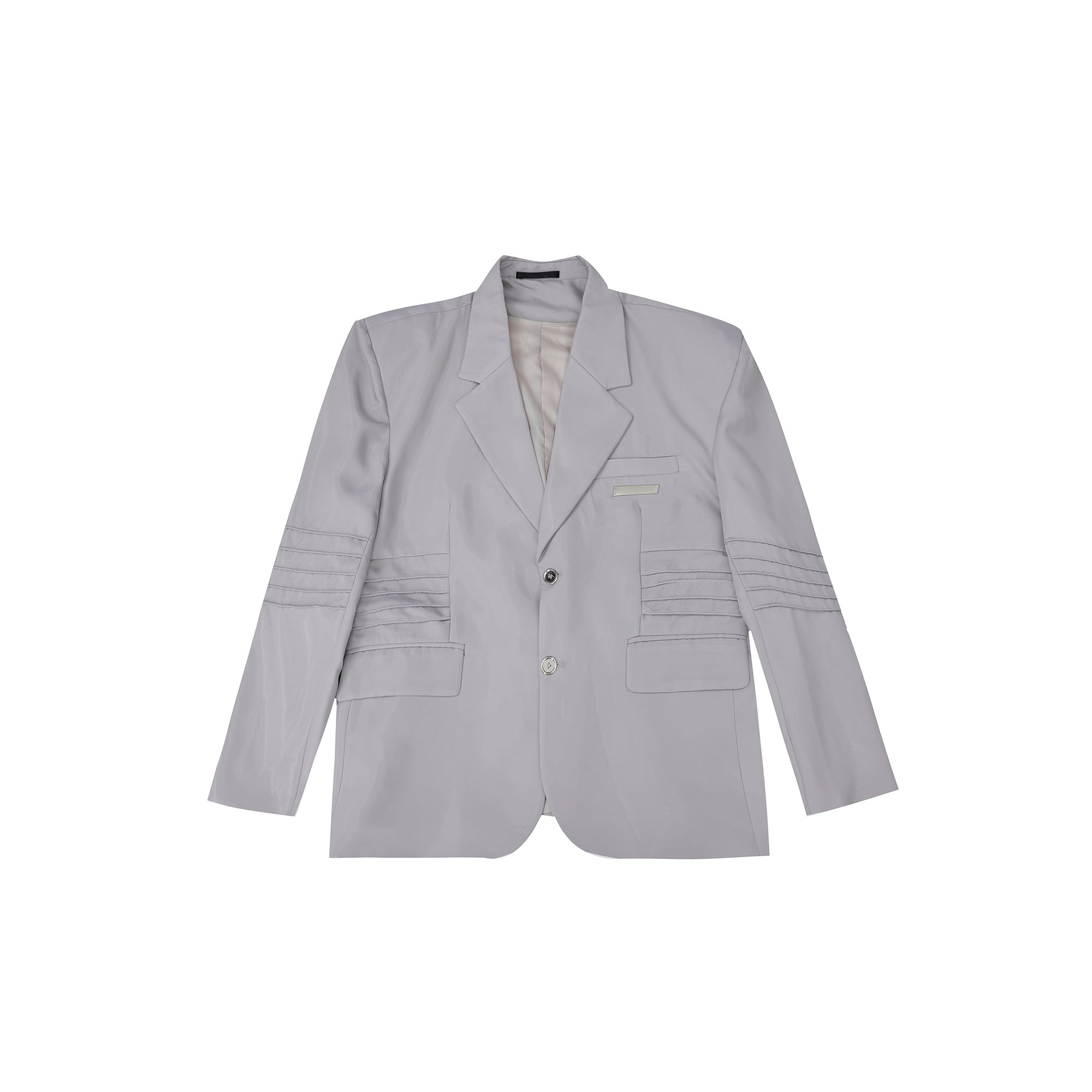 Deconstructed-Liquid-Shine-Blazer---Slim-Fit-Shoulder-Pads-Wrinkle-Free-Gray
