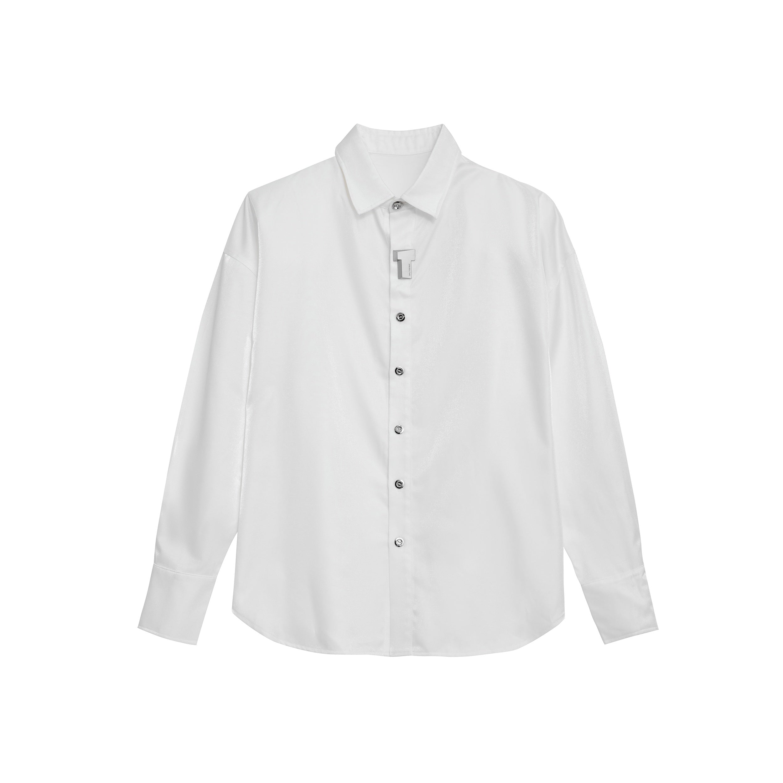 Deconstructed-Liquid-Shine-Oversized-Shirt---Metallic-Trim-Streetwear-White