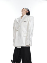 Deconstructed-Liquid-Shine-Shoulder-Pad-Blazer---Metallic-Zipper-Streetwear-White