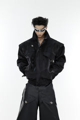 Deconstructed-Liquid-Shoulder-Cropped-Leather-Jacket---Metallic-Accents-Black