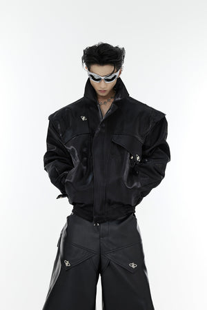 Deconstructed-Liquid-Shoulder-Cropped-Leather-Jacket---Metallic-Accents-Black