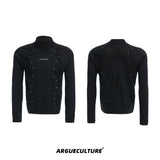 Deconstructed-Mesh-Panel-Slim-Fit-High-Neck-Tee-with-Studs-Black-T-shirt
