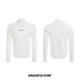 Deconstructed-Mesh-Panel-Slim-Fit-High-Neck-Tee-with-Studs-White-T-shirt