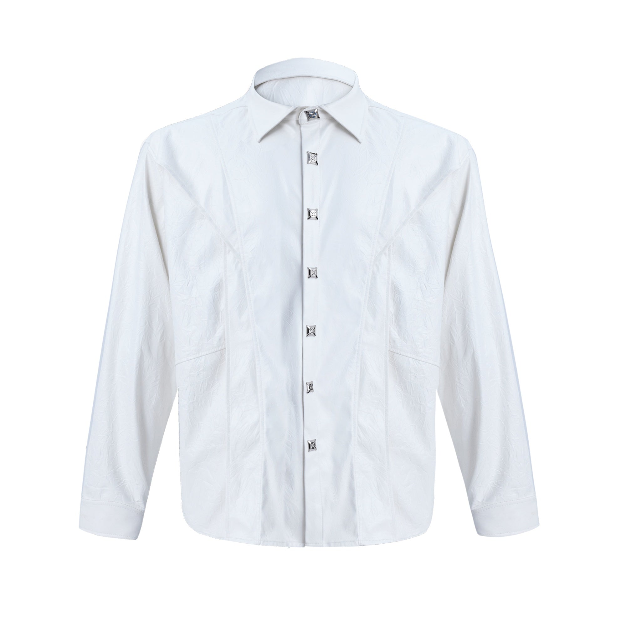 Deconstructed-Metal-Button-Long-Sleeve-Shirt-with-Shoulder-Pads-White