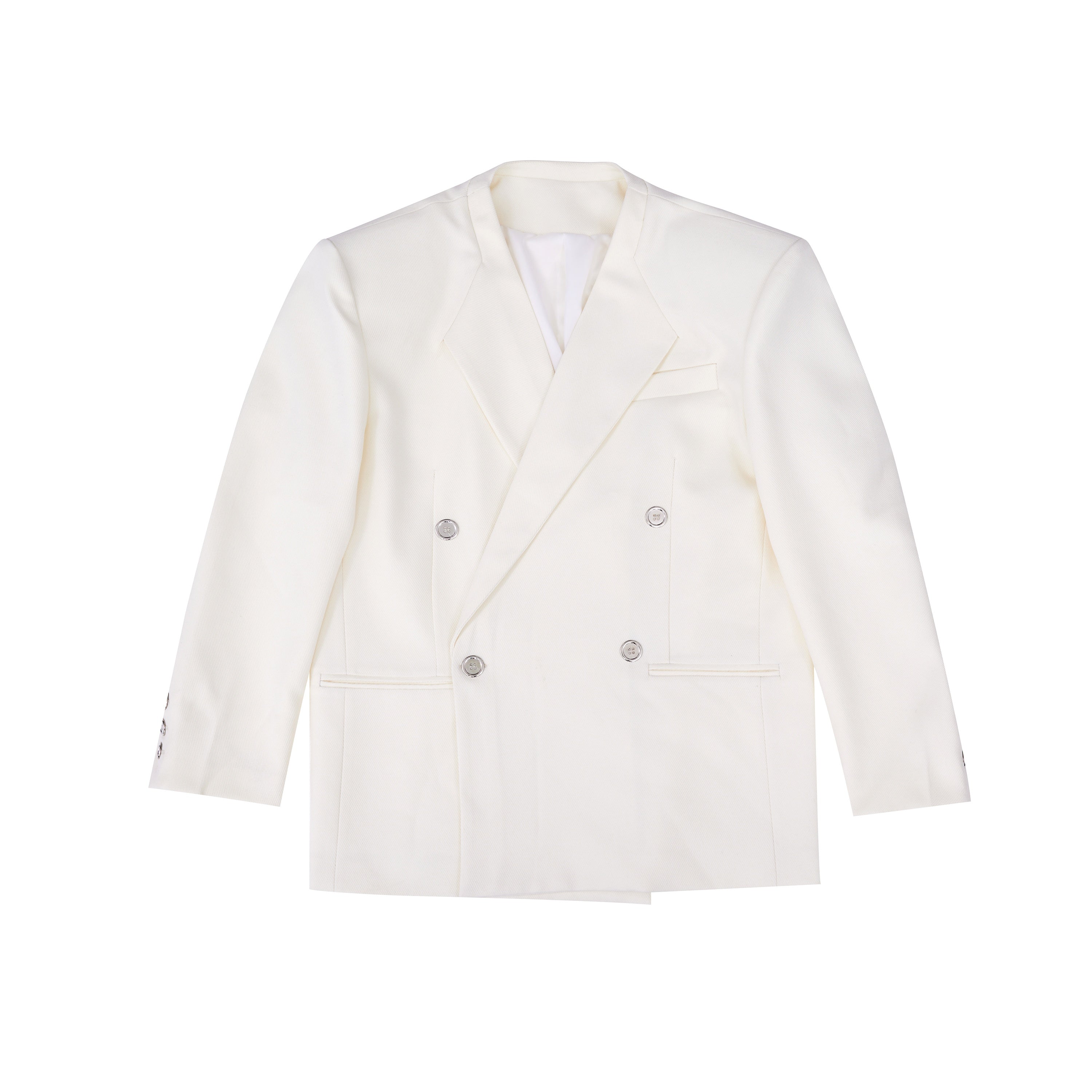 Deconstructed-Metal-Button-Oversized-Blazer---White-Streetwear-Suit-Yellow-Top