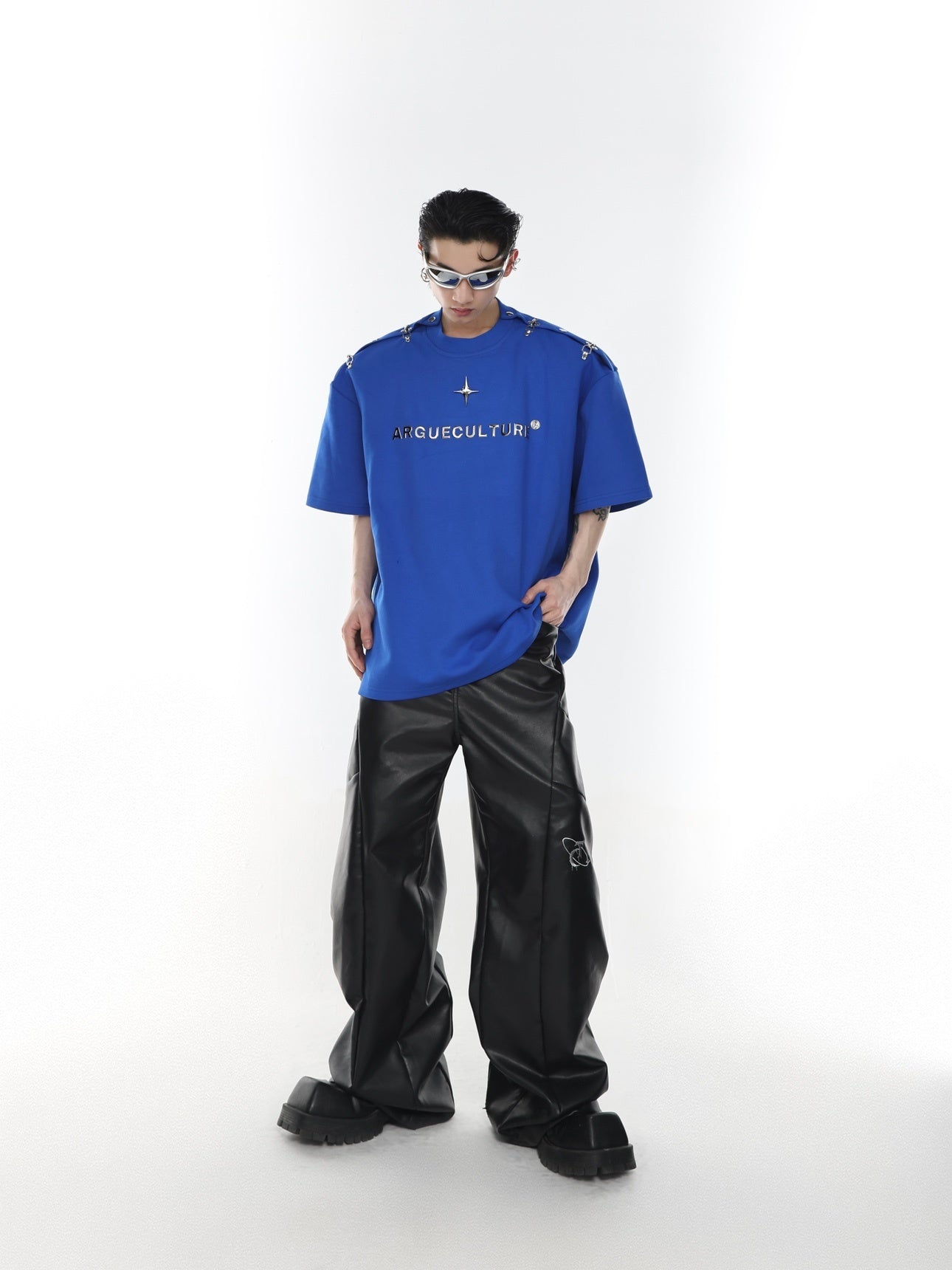 Deconstructed-Metal-Clip-Shoulder-Pad-Tee---Streetwear-Top-Blue