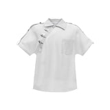 Deconstructed-Metal-Grommet-Split-Shoulder-Polo---PU-Leather-Trim-Loose-Tee-White