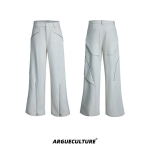 Deconstructed-Metal-Zip-Blazer---Twill-Texture-Suit-Set-Bottoms