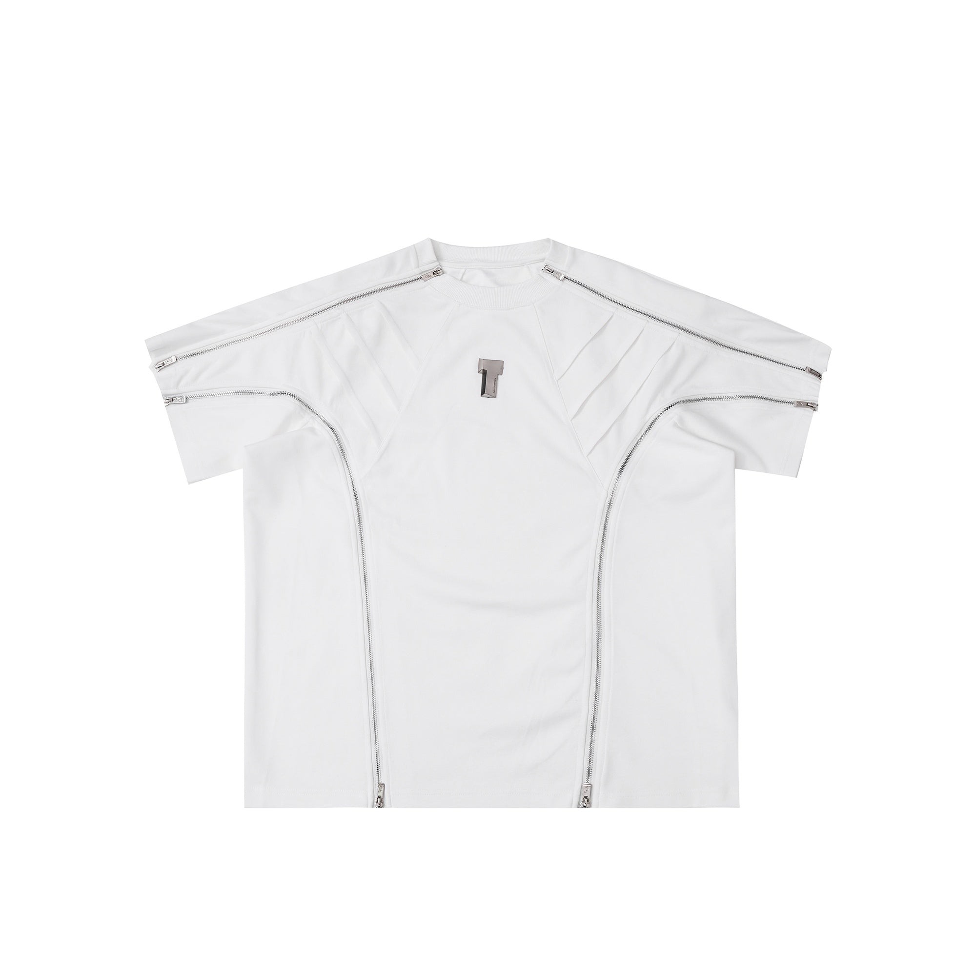 Deconstructed-Metal-Zip-Oversized-Tee---Textured-Streetwear-Top-White