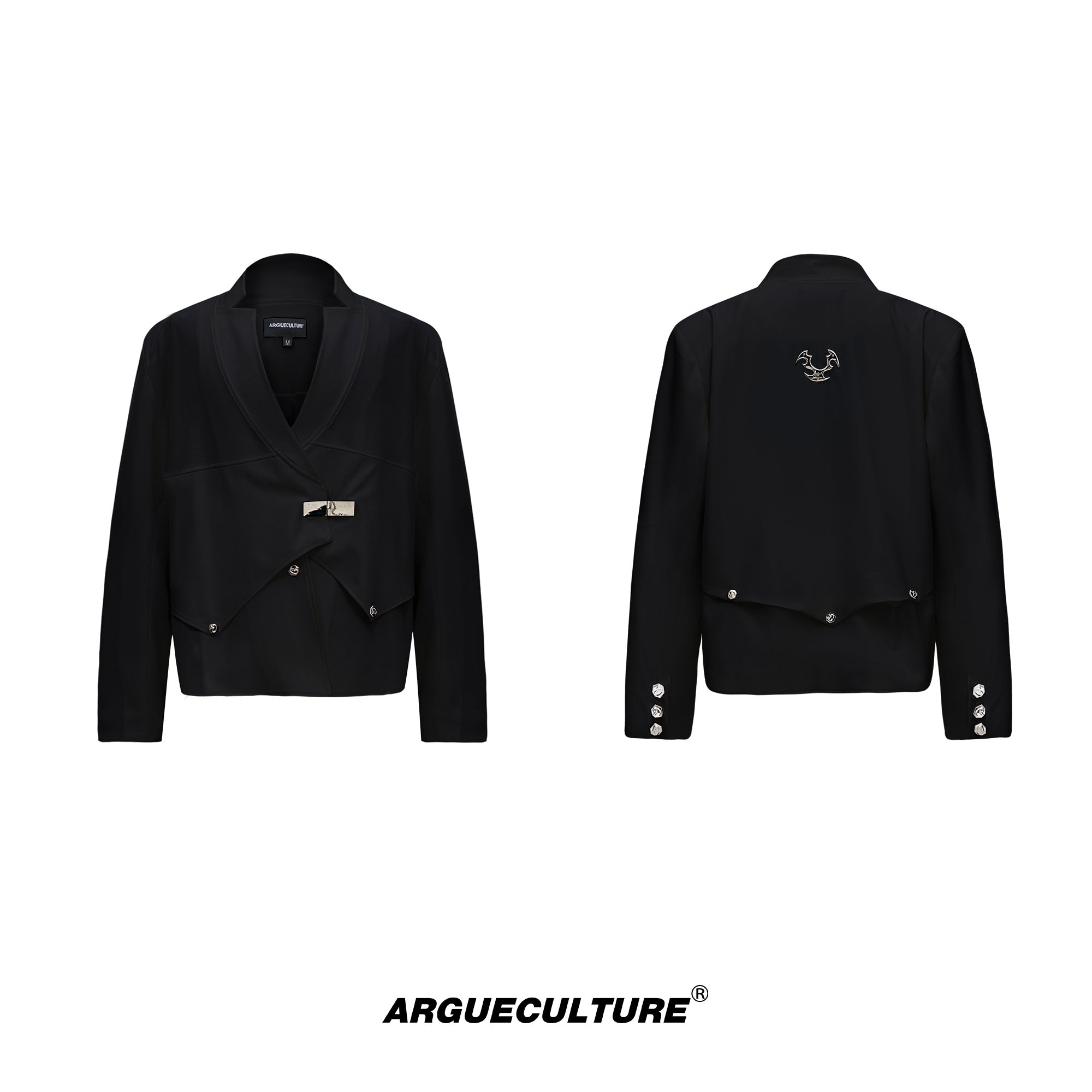 Deconstructed-Metallic-Button-Blazer---Glitter-Detail-Oversized-Suit-Jacket-Black