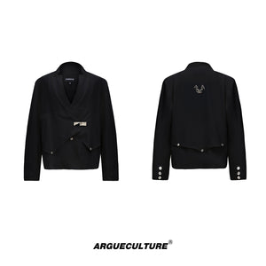 Deconstructed-Metallic-Button-Blazer---Glitter-Detail-Oversized-Suit-Jacket-Black