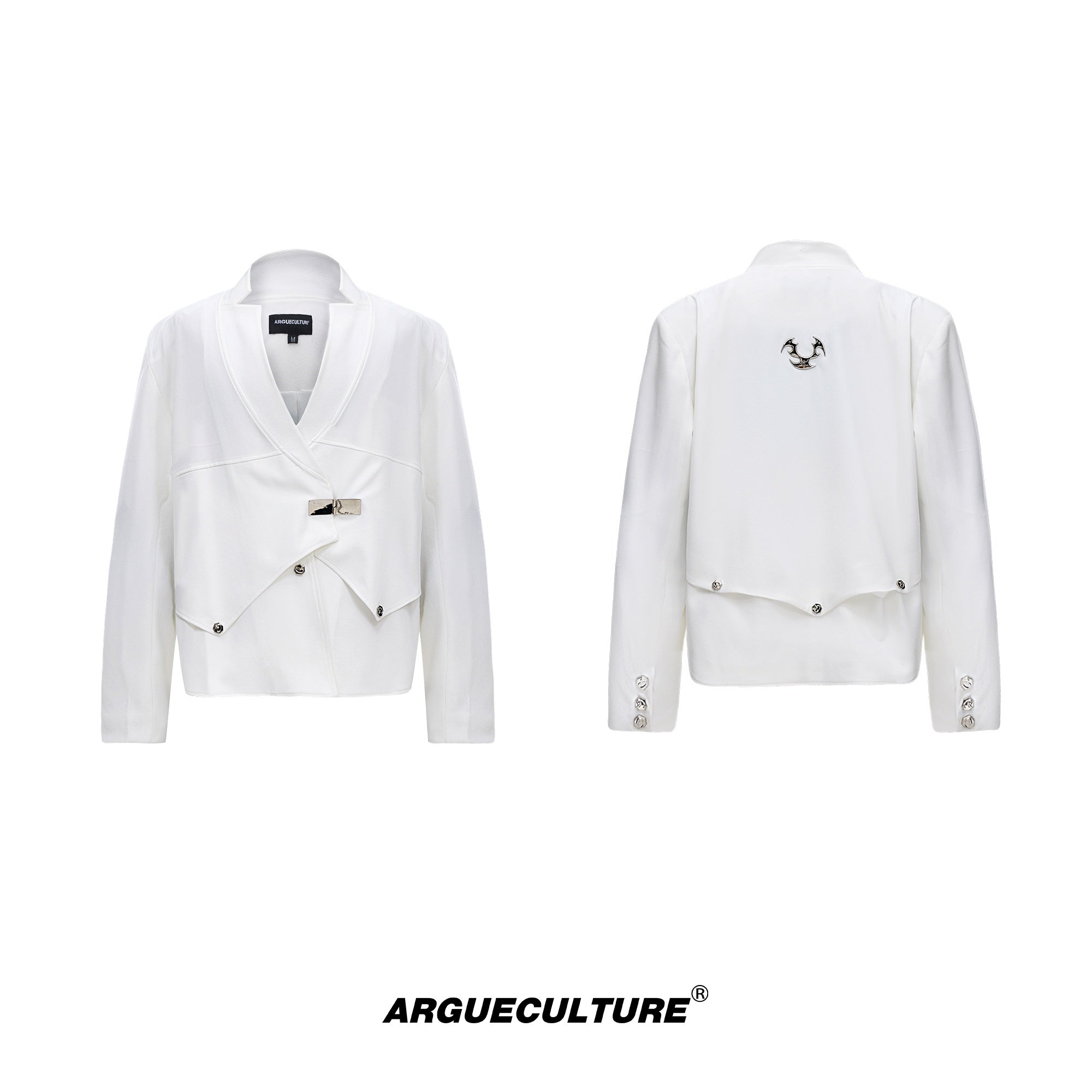 Deconstructed-Metallic-Button-Blazer---Glitter-Detail-Oversized-Suit-Jacket-White