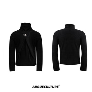 Deconstructed-Mockneck-Slim-Fit-Long-Sleeve-Shirt---Fleece-Lined-Black-Jacket