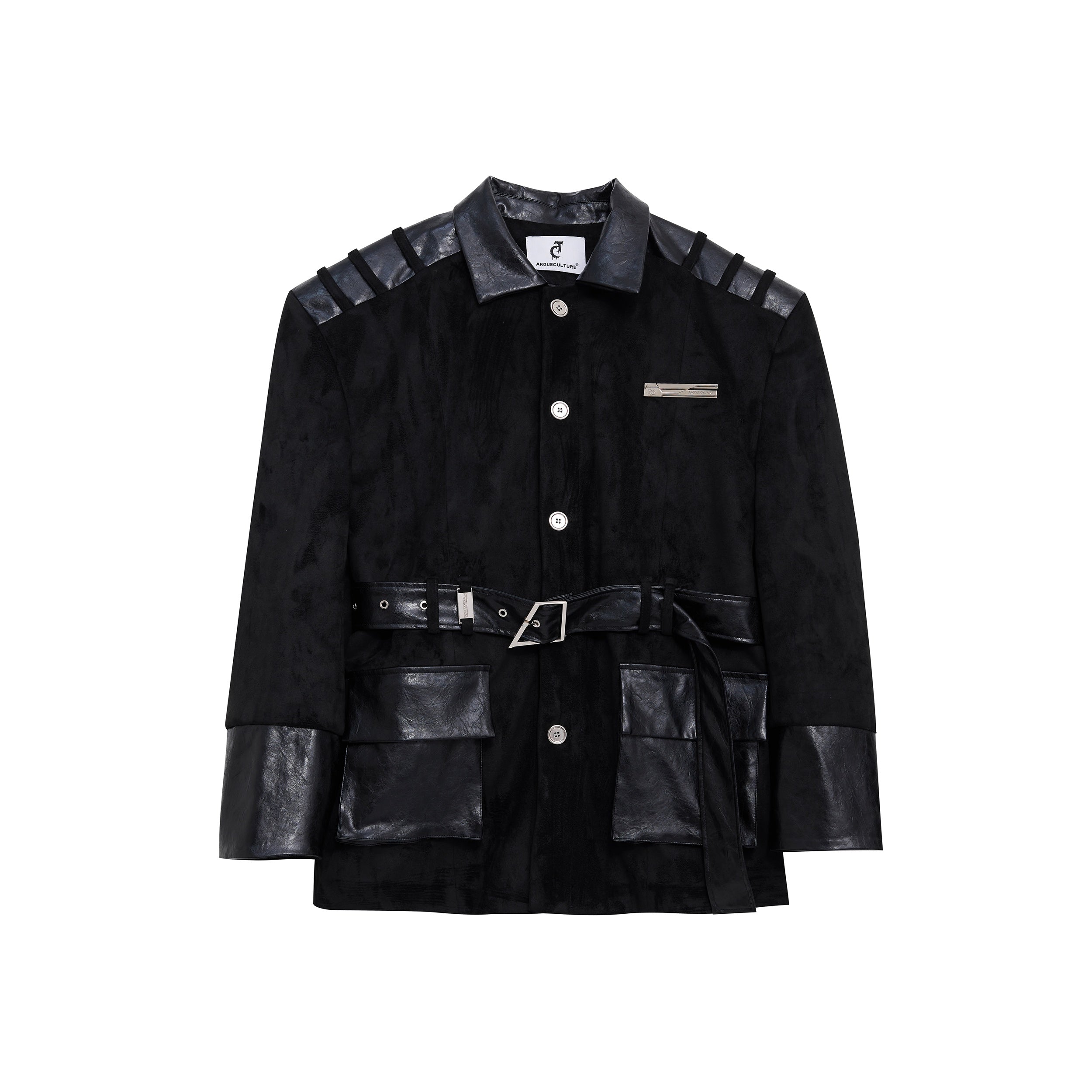 Deconstructed-Oversized-Blazer---Suede-Panels---Streetwear-Shoulder-Pads-Black