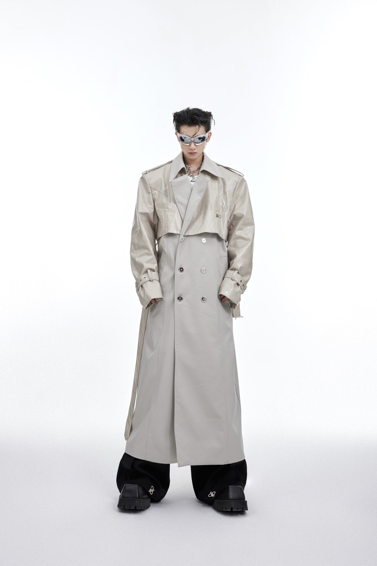 Deconstructed-Oversized-Long-Coat---Double-Layer-Patchwork-Design-White