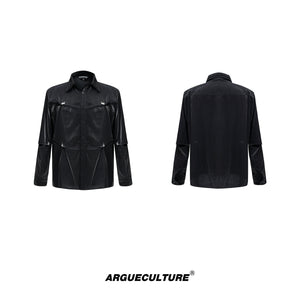 Deconstructed-Oversized-Shirt-Detachable-Sleeves-Openwork-Design-Black