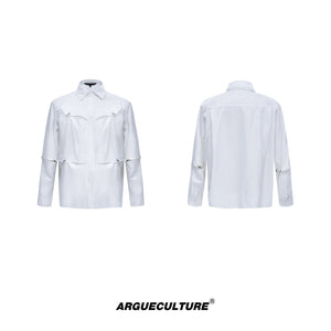Deconstructed-Oversized-Shirt-Detachable-Sleeves-Openwork-Design-White