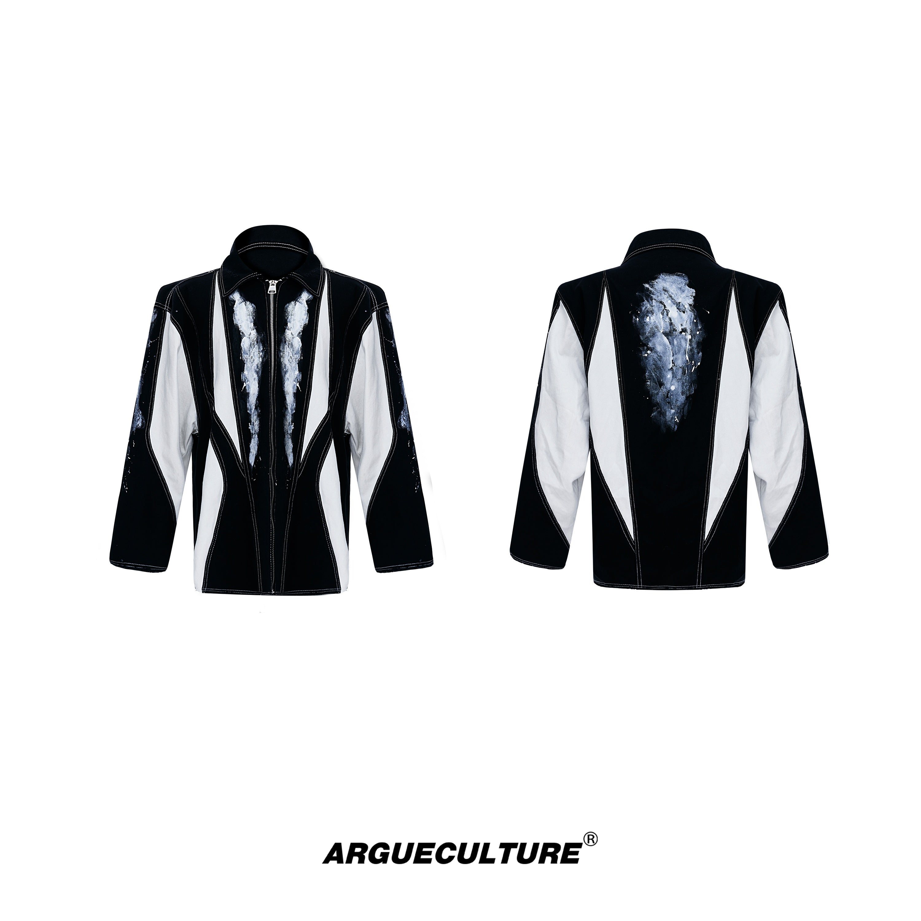 Deconstructed-Oversized-Shirt-Jacket-with-Color-Block-and-Shoulder-Pads-Black