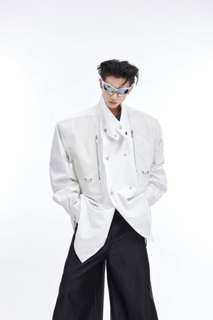 Deconstructed-PU-Leather-Overshirt---Padded-Shoulders-Metal-Accents-White