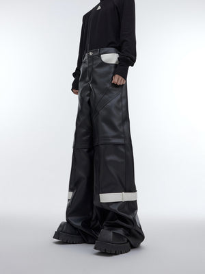Deconstructed-PU-Leather-Pants---Geometric-Cutout-Design---Streetwear-Black