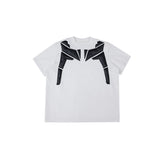 Deconstructed-PU-Leather-Sleeve-Oversized-Tee---Padded-Shoulder-Streetwear-White