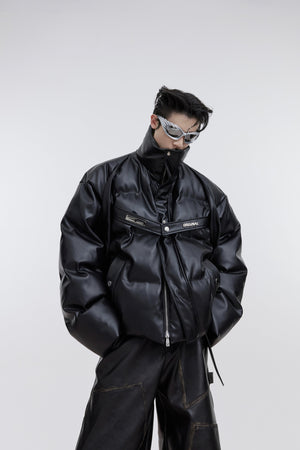 Deconstructed-PU-Puffer-Jacket---Winter-Streetwear-with-Metal-Straps-Black