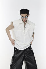Deconstructed-Pleated-Vest-with-Metal-Zippers---Streetwear-Top-White
