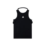 Deconstructed-Ribbed-Tank-Top---Double-Strap---Metallic-Logo-Black