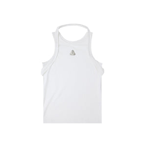Deconstructed-Ribbed-Tank-Top---Double-Strap---Metallic-Logo-White