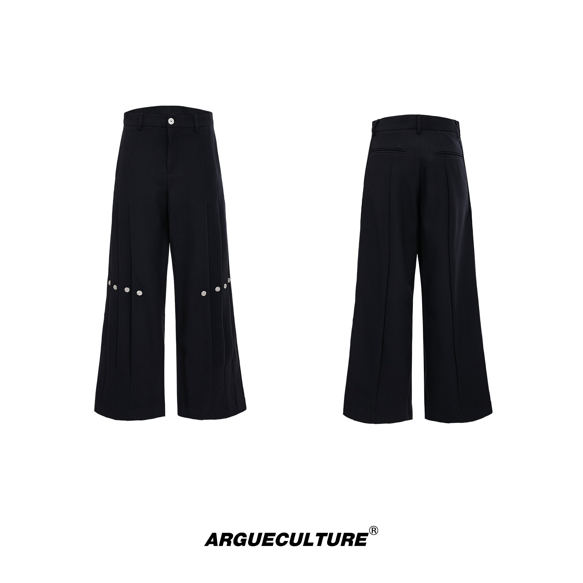Deconstructed-Shoulder-Blazer-Set---Relaxed-Trousers--Layered-Collar-Black-Pants