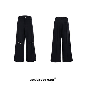 Deconstructed-Shoulder-Blazer-Set---Relaxed-Trousers--Layered-Collar-Black-Pants
