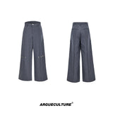 Deconstructed-Shoulder-Blazer-Set---Relaxed-Trousers--Layered-Collar-Gray-Pants
