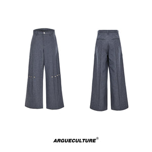 Deconstructed-Shoulder-Blazer-Set---Relaxed-Trousers--Layered-Collar-Gray-Pants