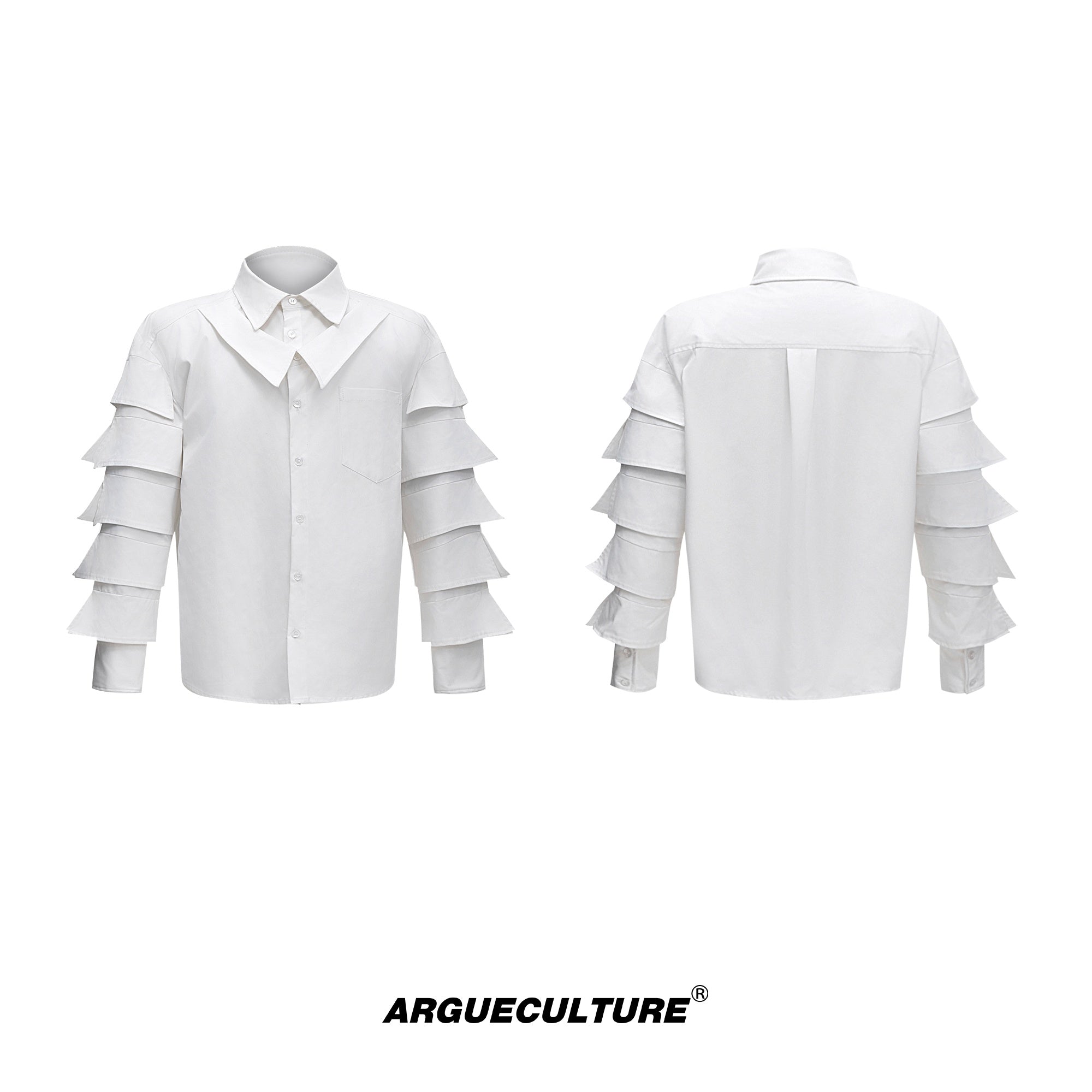 Deconstructed-Shoulder-Pad-Shirt---Pleated-Collar-Streetwear-Top-White