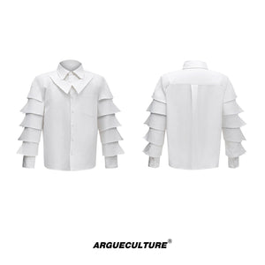 Deconstructed-Shoulder-Pad-Shirt---Pleated-Collar-Streetwear-Top-White