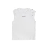 Deconstructed-Sleeveless-Tee---Split-Sleeves---Metal-Buttons-White
