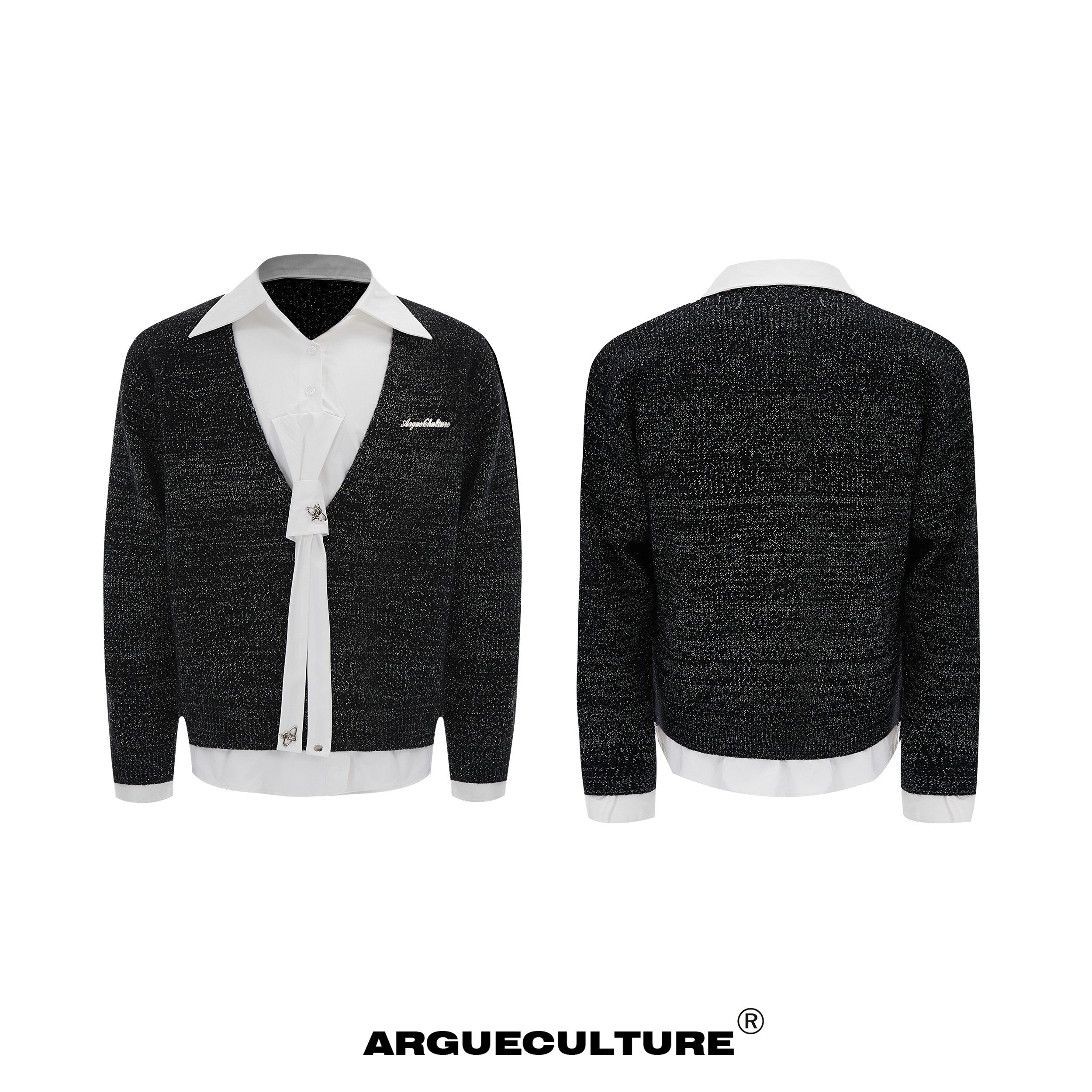 Deconstructed-Tie-Shirt-Knit-Sweater---Loose-Fit-Streetwear-Black-Jacket