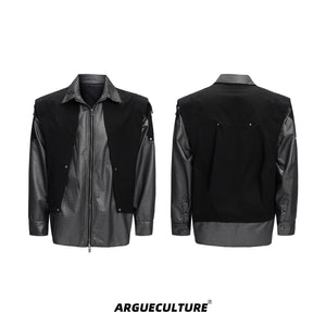 Deconstructed-Utility-Shirt---Mesh-Overshirt-with-Metallic-Finish-Black-shirt