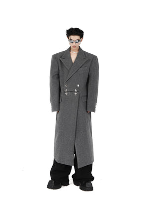 Deconstructed-Wool-Coat-with-Shoulder-Pads-Metal-Clasp-Long-Jacket-Gray