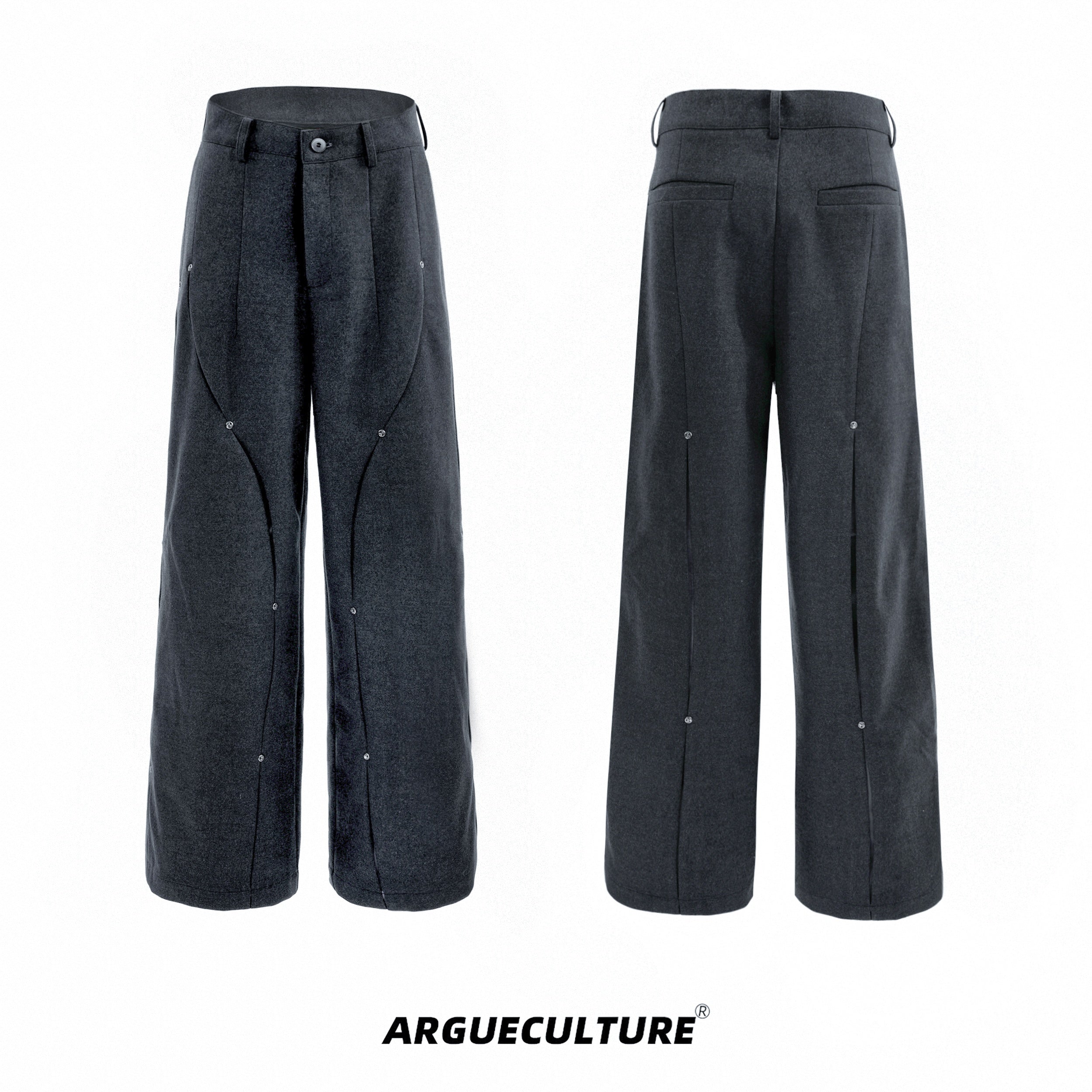 Deconstructed-Wool-Pants-with-Metal-Studs---Loose-Fit-Streetwear-Gray-Bottoms