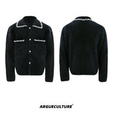 Diamond-Trimmed-Faux-Fur-Patchwork-Cardigan---Oversized-Mens-Sweater-Black-Jacket