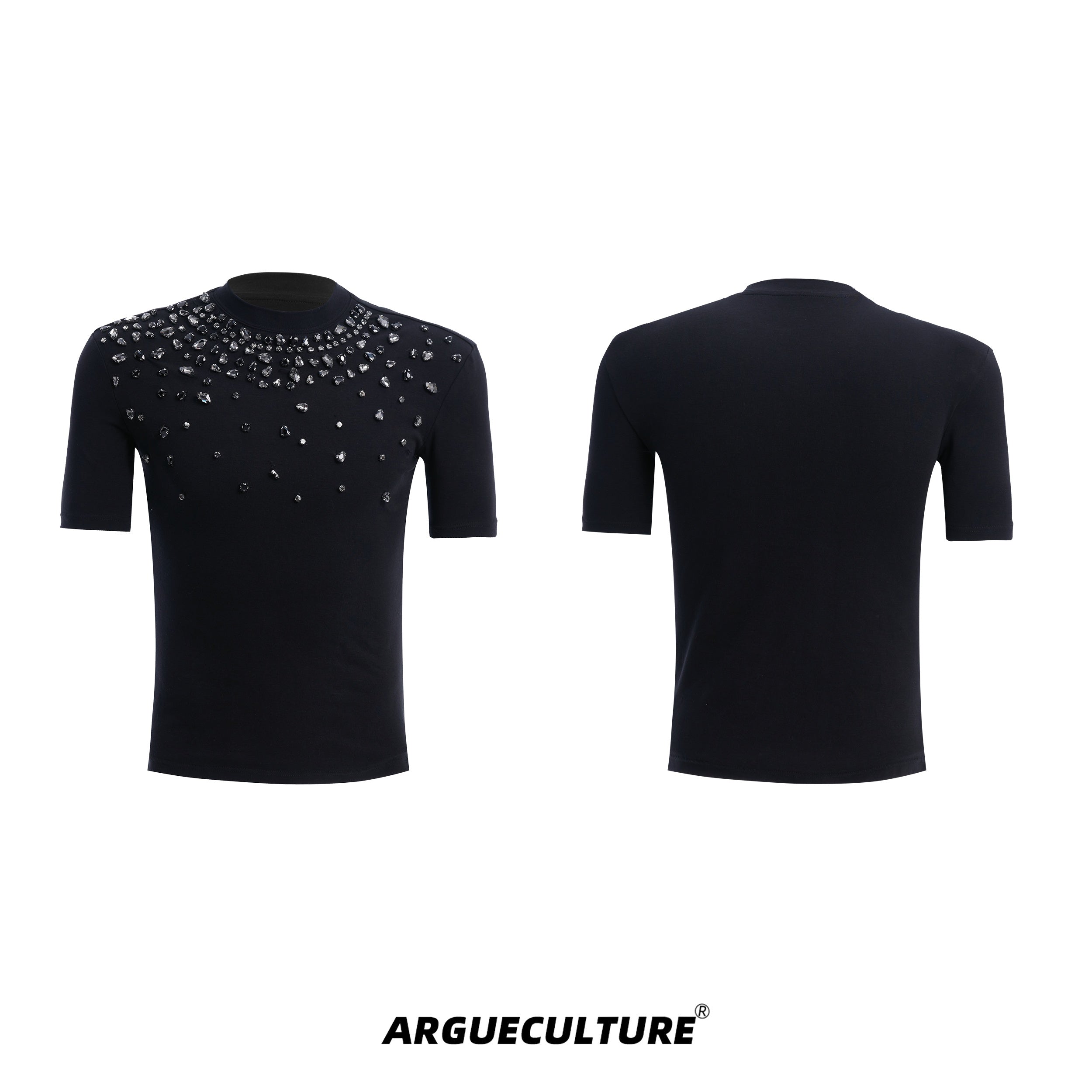Diamond-Trimmed-Slim-Fit-Cropped-Tee---Heavyweight-Streetwear-Black-jacket