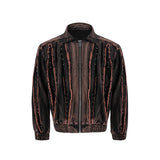 Distressed Deconstructed Denim Jacket - Shoulder Pads Metal Studs Fringe