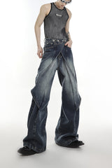 Distressed-Deconstructed-Flare-Jeans---Raw-Hem-Wide-Leg-Pants-Blue