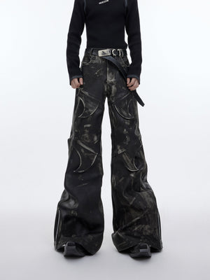 Distressed-Deconstructed-Leather-Pants---Vintage-Flared-Fit-Black