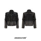 Distressed-Denim-Jacket---Frayed-Hem-Deconstructed-Straps-Washed-Fade-Black